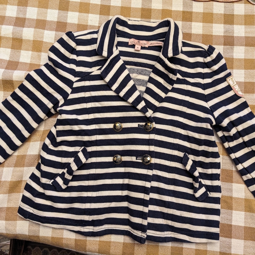 Juicy Couture Striped Navy and White Kids 8 Jacket